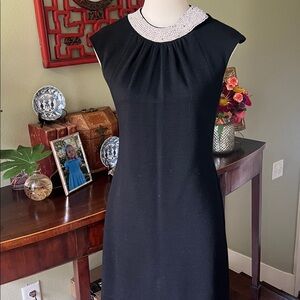 MILLY Black wool rhinestone cocktai Dress m
